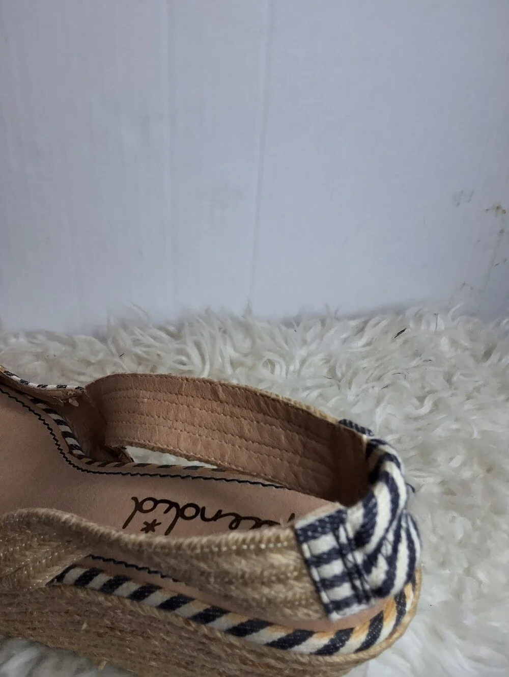 Splendid Women’s 9.5 Navy White Striped Espadrille Platform Wedge Sandals